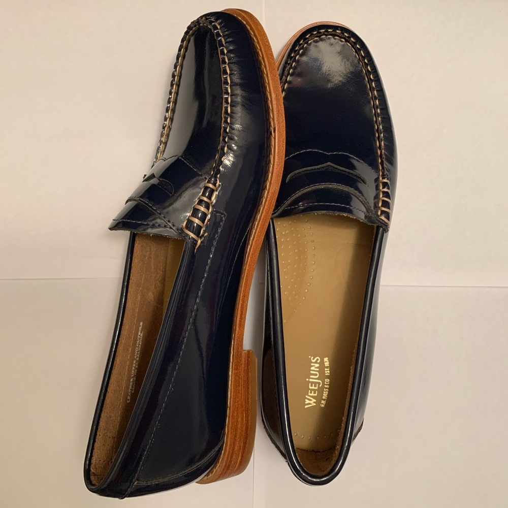 GHBass Weejuns navy patent leather penny loafer